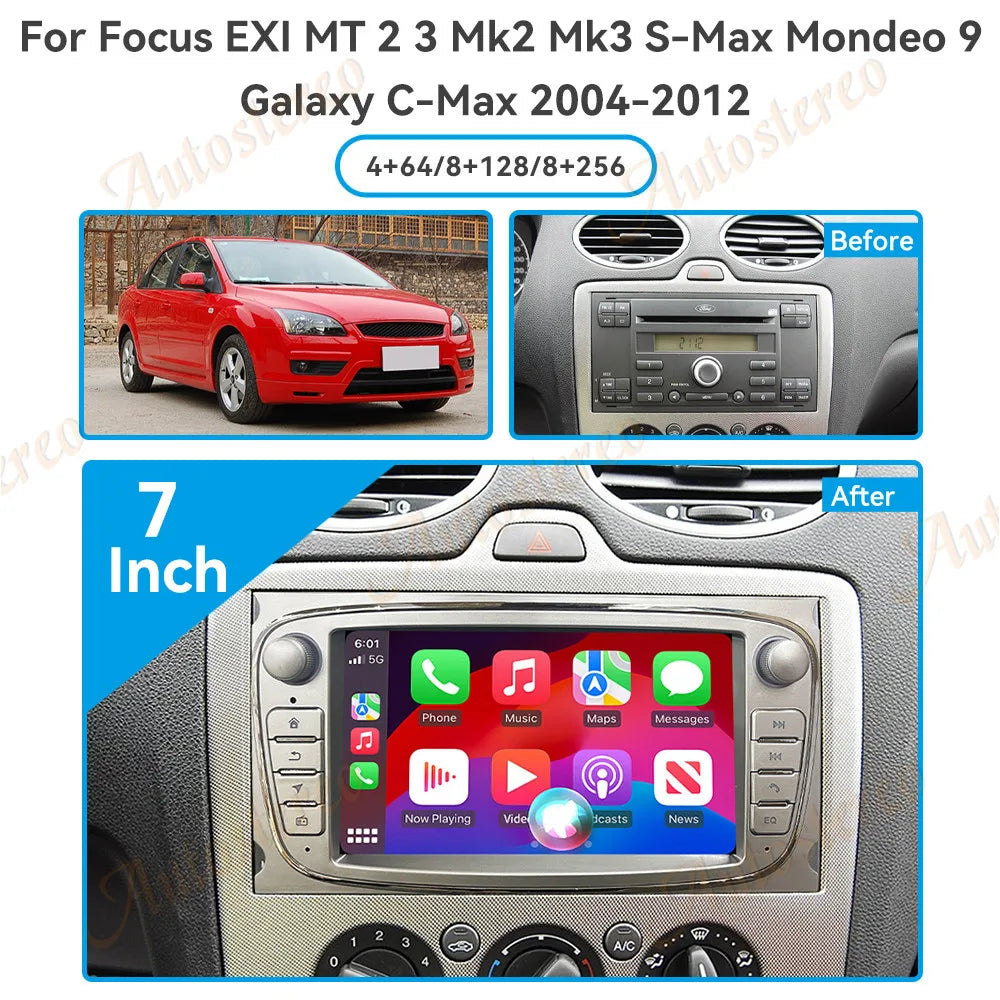 Android 14 Carplay For Ford Focus S MAX Galaxy EXI Car GPS navigation Head Unit Multimedia