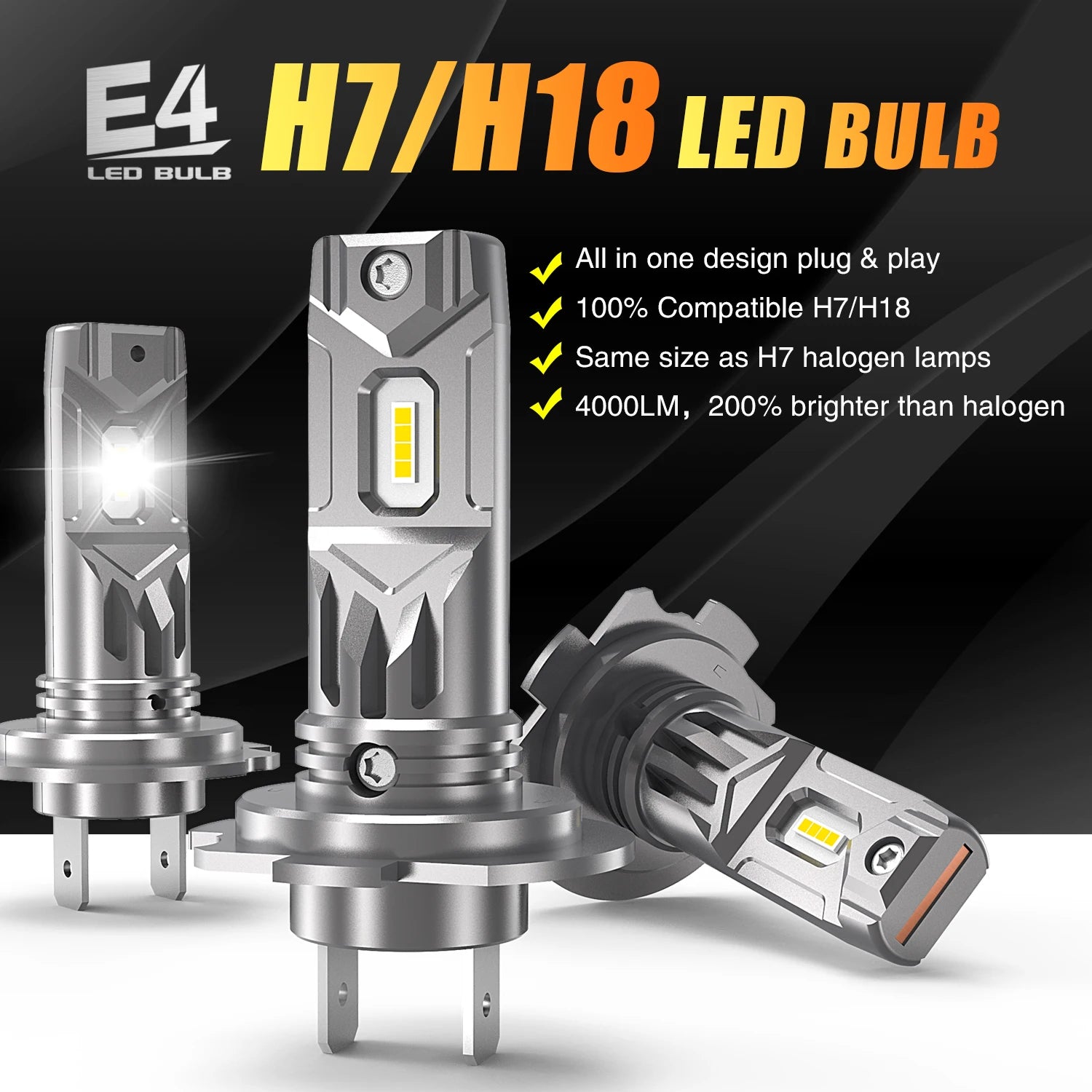 2x H7 Led Canbus No Error Headlight 360 ° H18 Car Bulbs 12v 55w Diode Lamps High Power For