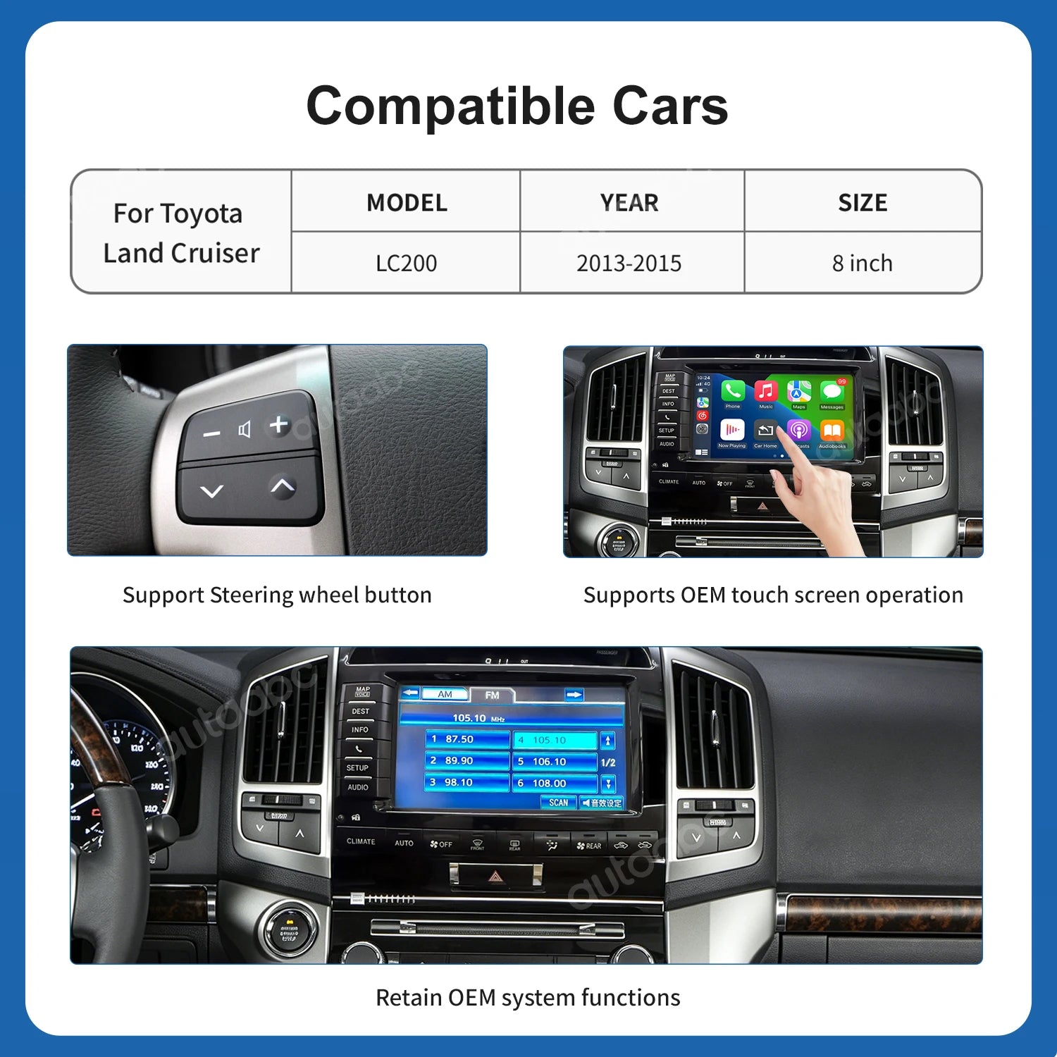 Wireless CarPlay Android Auto Retrofit Kit For Toyota Land Cruiser LC200 2013-2015 with Ai | AUTOKITSHOP