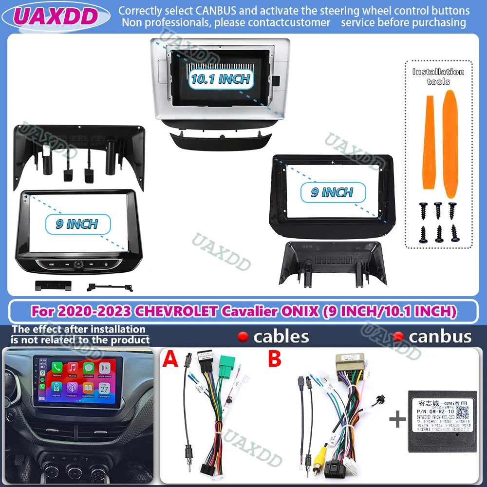 For 2020-2023 CHEVROLET Cavalier ONIX 9 10.1INCH Car Android frame panel fascia cable harn