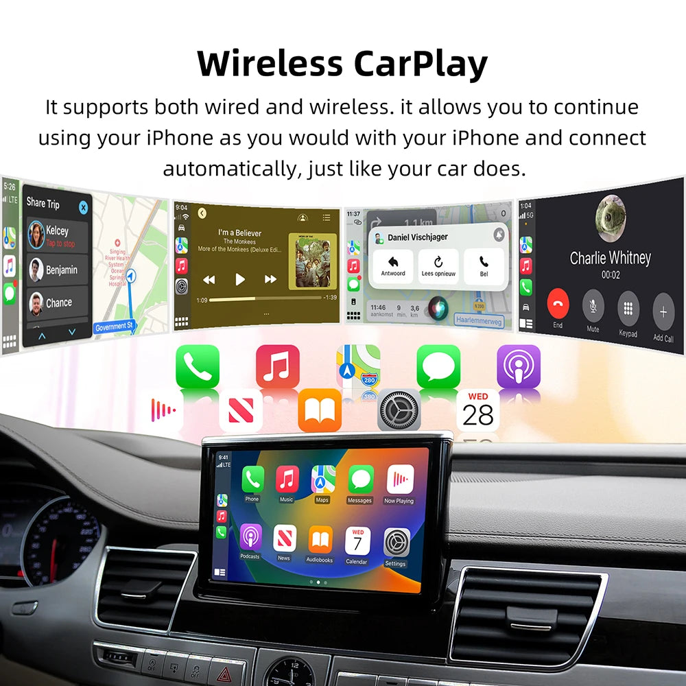 ANYFAR Wireless CarPlay Android Auto Interface Adapter Box For Audi A8 2010-2017 Mirror Li | AUTOKITSHOP