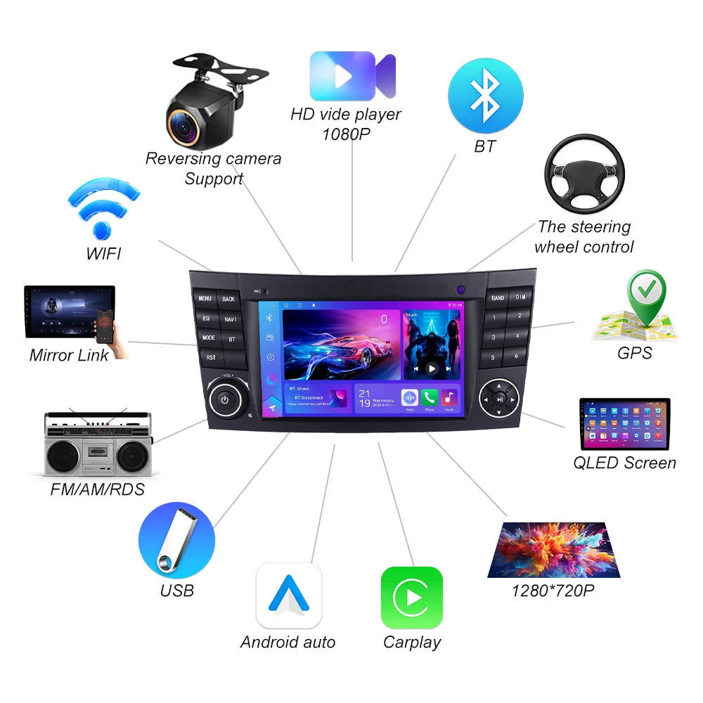 7 Inch Car Radio For Mercedes Benz E-class W211 E200 E220 E300 E350 E240 Android 16 Auto R | AUTOKITSHOP
