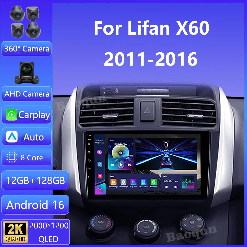 Android 16 Carplay Car Radio For Lifan X60 X 60 2011 2012 - 2016 Navigation Multimedia Pla