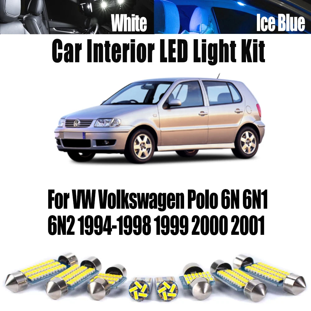 6-Piece LED Interior Light Kit for VW Volkswagen Polo 6N 6N1 6N2 1994-1998 - Canbus Dome Map Door Trunk Bulbs | AUTOK...