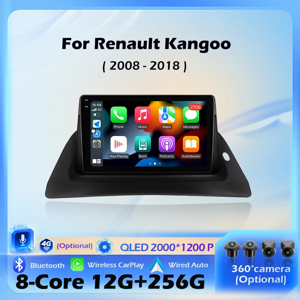 Android 16 For Renault Kangoo 2008 - 2018 Car Radio Multimedia Player Wireless CarPlay Nav