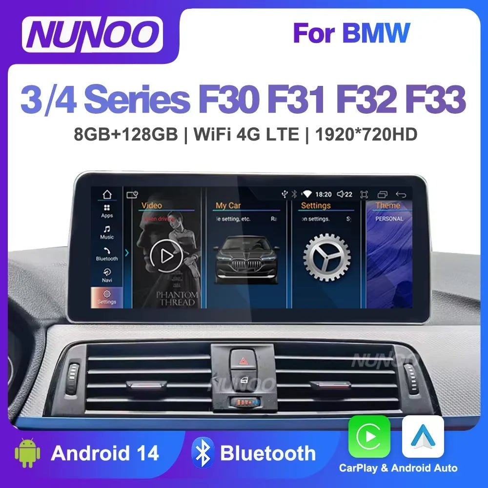 12.3inch Android 14 Car Radio Carplay For BMW 3 4 Series F30 F31 F34 F35 F32 F33 F36 Auto