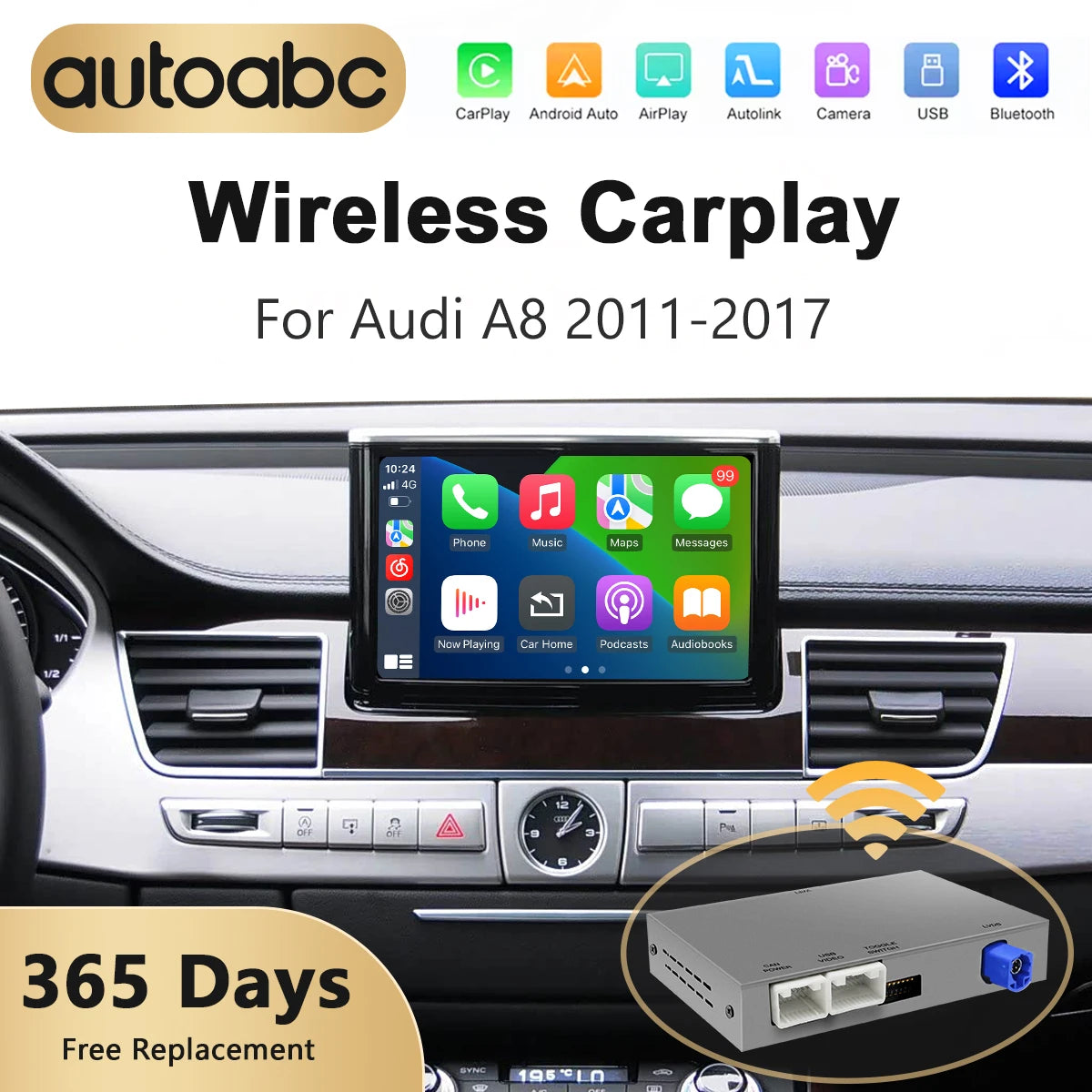 AUTOABC Wireless Carplay Android Auto For Audi Car A8 2011-2017 Interface Mirror Link Air  | AUTOKITSHOP