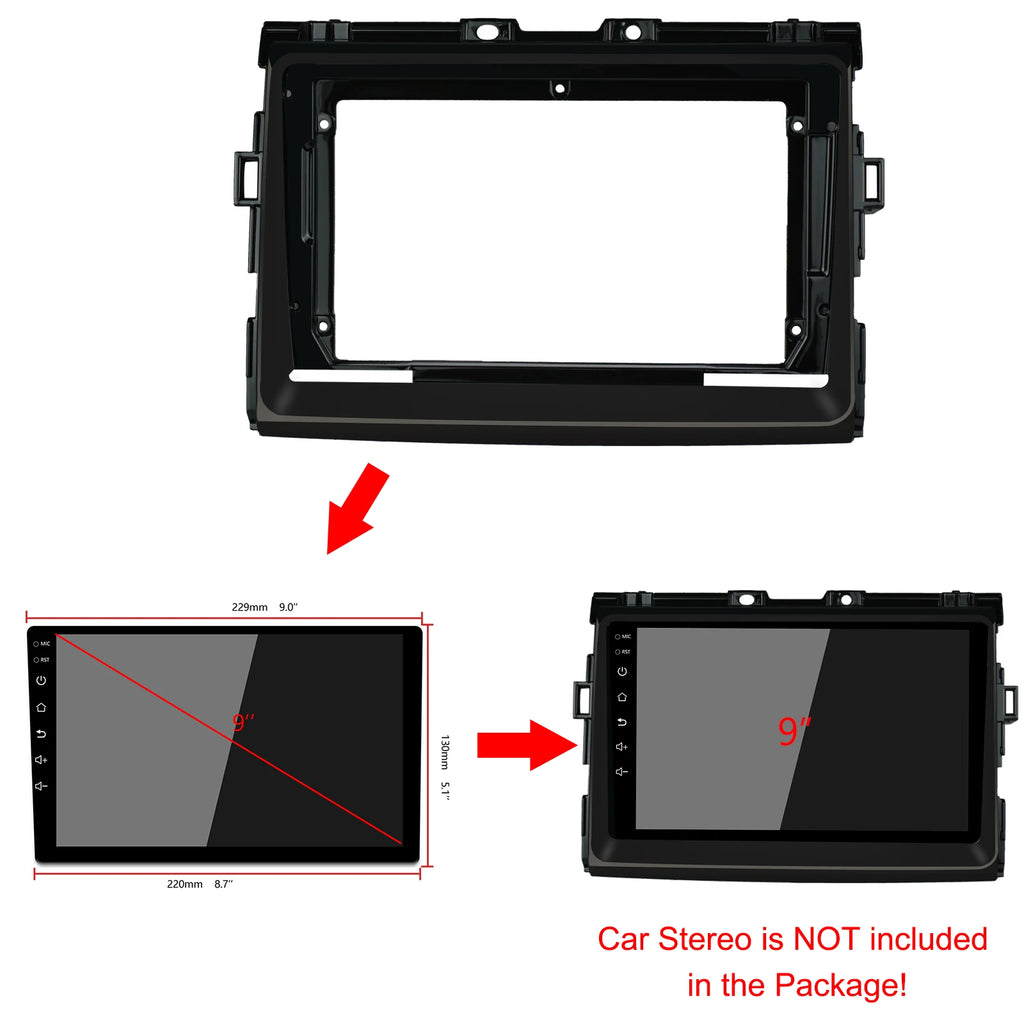 9 inch 2din Car Fascia For TOYOTA PREVIA ESTIMA 2010-2018 Stereo Panel Dash Installation D | AUTOKITSHOP