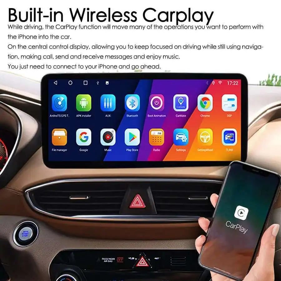 8+256GB Android 13 Screen Multimedia Video Player 1920*720 QLED For Hyundai Santa fe 2019