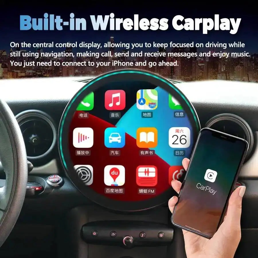 11.8inch Car Radio Android 14 Screen 4G WIFI HU Carplay For BMW MINI R56 R60 2007-2014 GPS