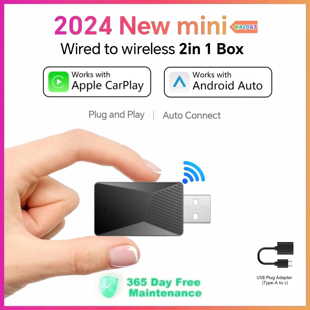 Mini 2in1 Wireless CarPlay&Android Auto Wireless Adapter Smart Mini Box Dongle Bluetooth W | AUTOKITSHOP