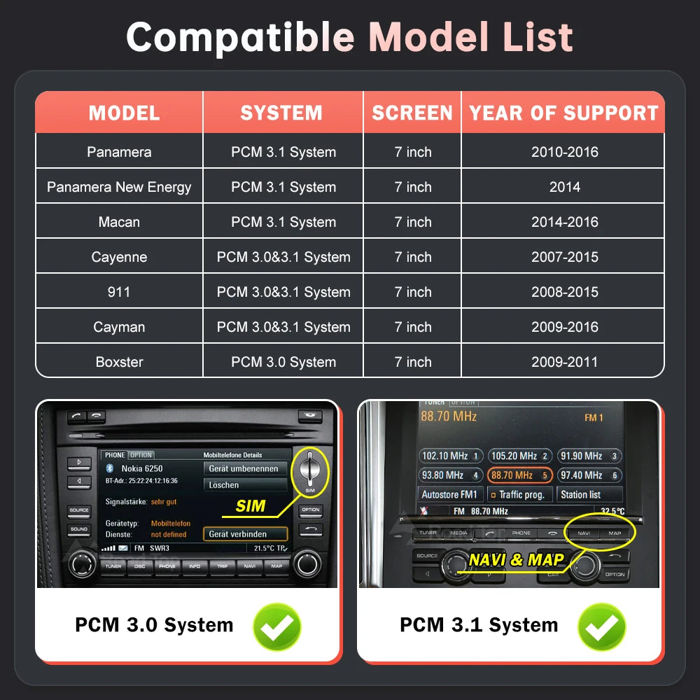 Wireless CarPlay Android Auto Moduel For Porsche Macan Cayman Cayenne Panamera PCM3.1 With | AUTOKITSHOP