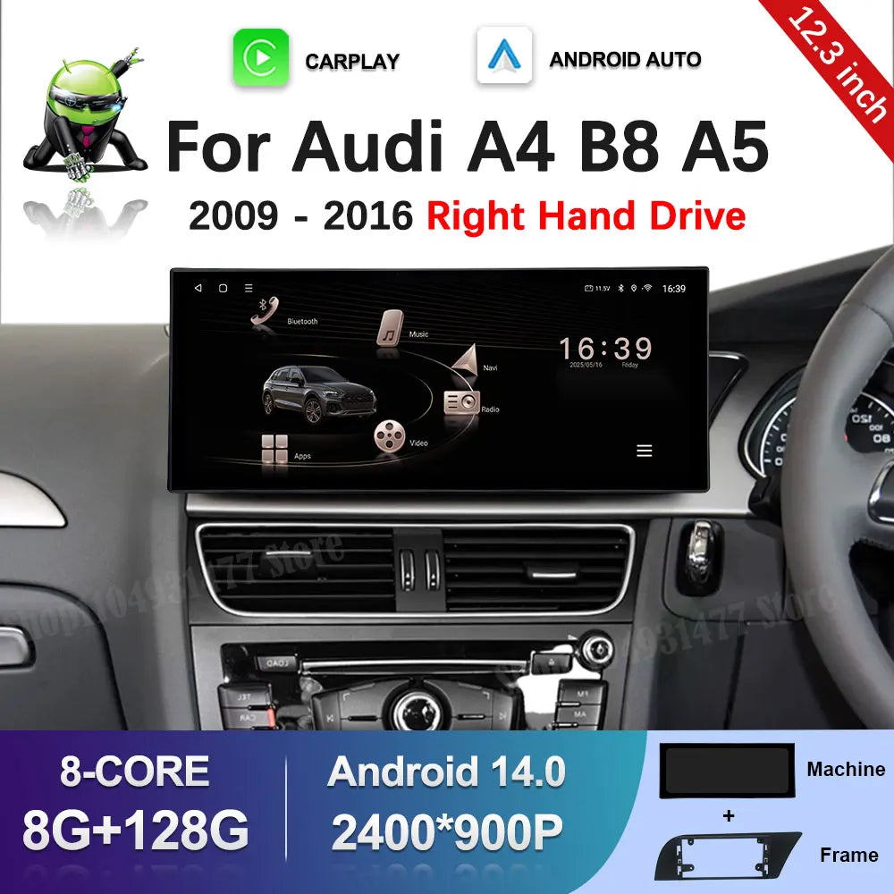 RHD BT 4G Carplay GPS for Audi A4 B8 A5 2009 - 2016 DSP Stereo Car Multimedia Video Player