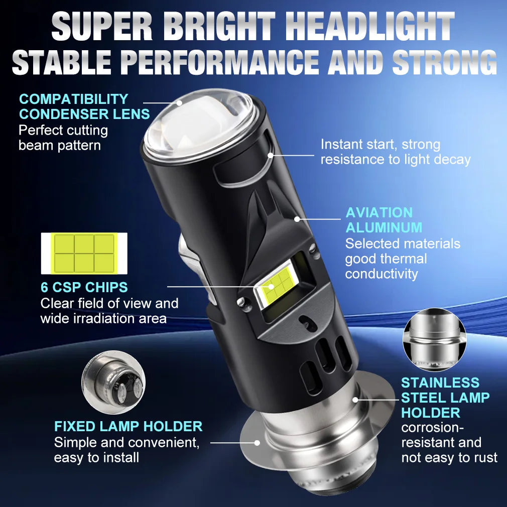 REDCAR H6 BA20D LED H4 Led P15D Moto Motorcycle Headlight Bulb with Fan CSP 20000LM 12V Mo