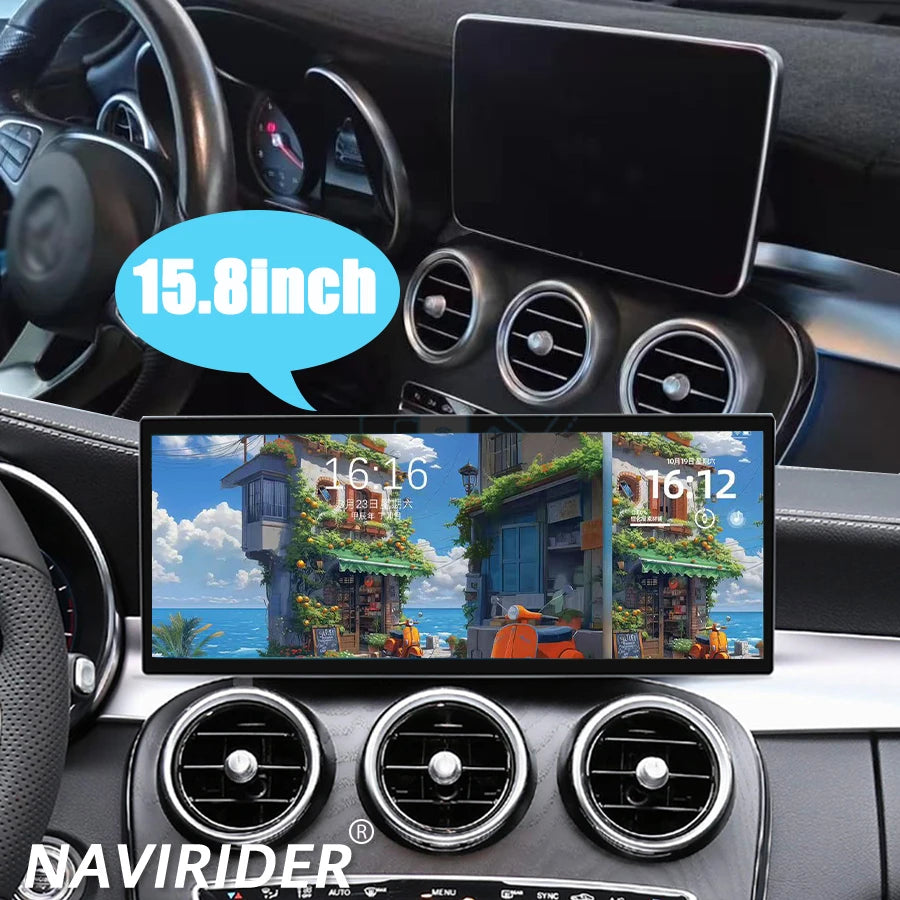 15.8'' QLED Screen Car Radio Navi Stereo For Mercedes-Benz GLC GLE GLS GPS Navirider Andro