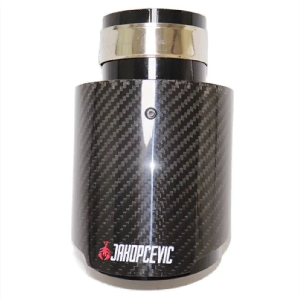 1pcs Car Glossy Carbon Fiber Muffler Tip Exhaust System Pipe Mufflers Nozzle Universal Straight  - Automotive LED Light