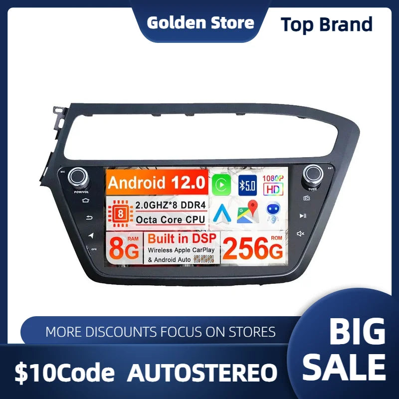 Android 13 Carplay Auto Stereo Car Head Unit For Hyundai I20 2018 2019 2020 2021 Car Multi