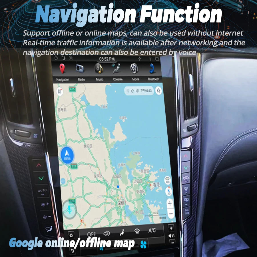 13.6" Android Car Radio For Infiniti Q50 Qx50 Q50l Ex25 Ex35 Q50s Q60 2014-2020 Multimedia