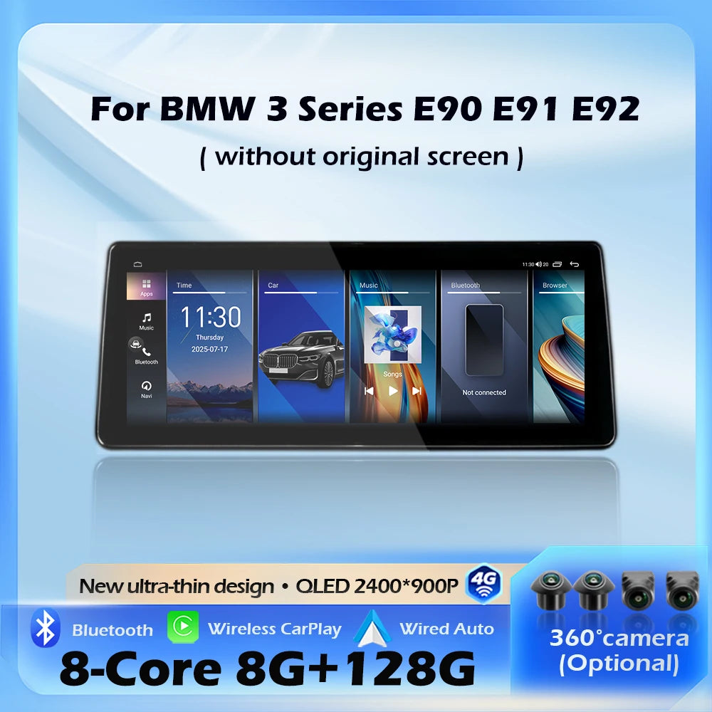 For BMW 3 Series E90 E91 E92 2006-2011 Without original Screen Wireless CarPlay Android 16