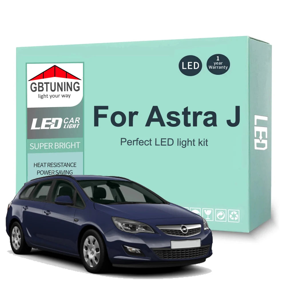 13-Piece LED Interior Light Kit for Vauxhall Opel Astra J OPC GTC - Canbus Error-Free Bulbs | AUTOKITSHOP
