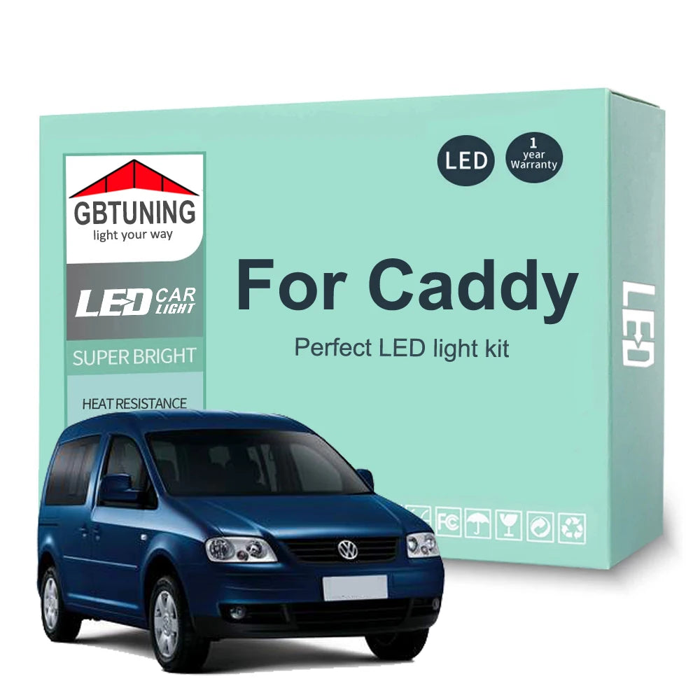 LED Interior Light Kit for Volkswagen VW Caddy II III IV 2 3 4 MK2 MK3 MK4 1996-2014 - Canbus Dome Map Door Trunk Bul...
