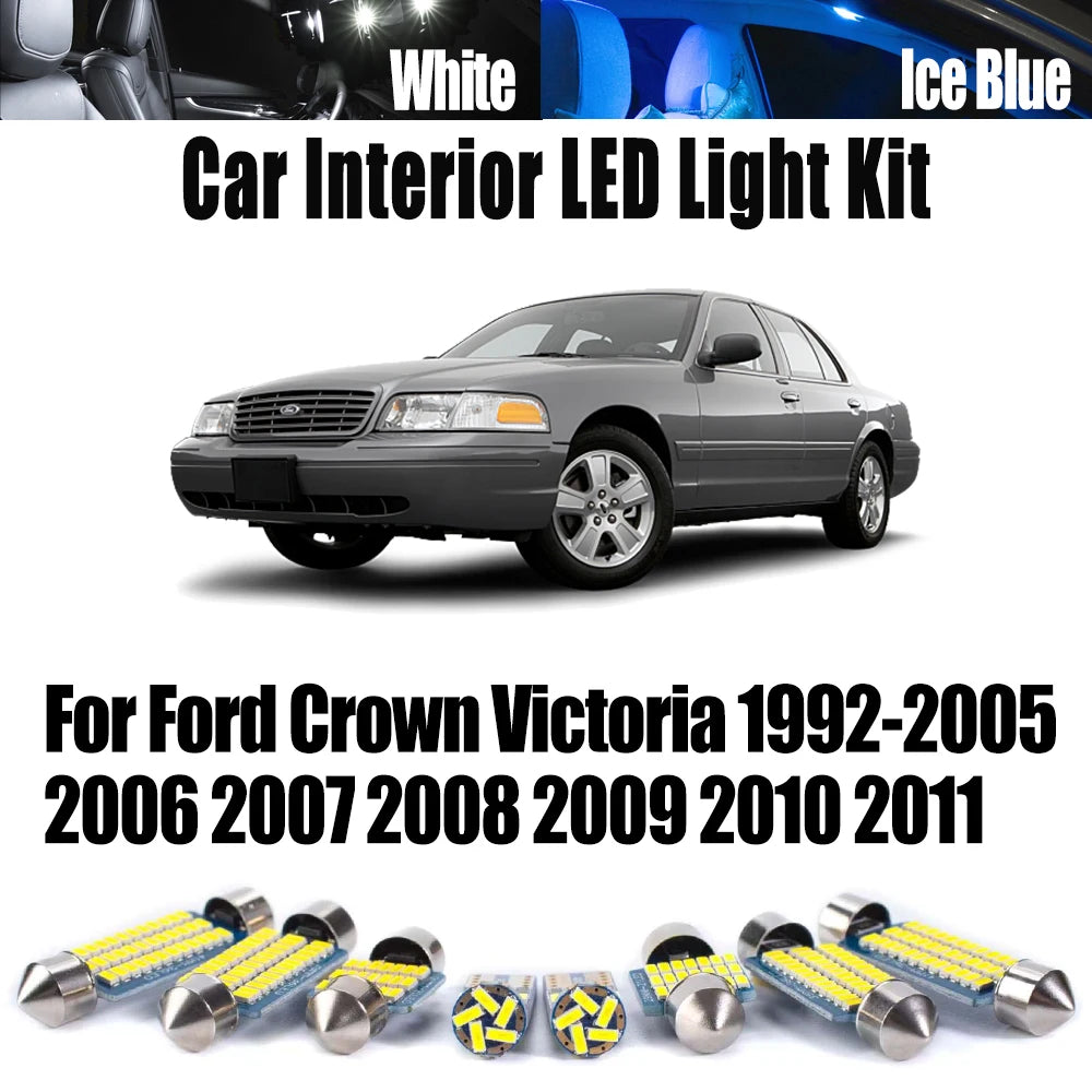 LED Interior Light Kit for Ford Crown Victoria 1992-2007 - Canbus Dome Map Door Trunk Bulbs | AUTOKITSHOP