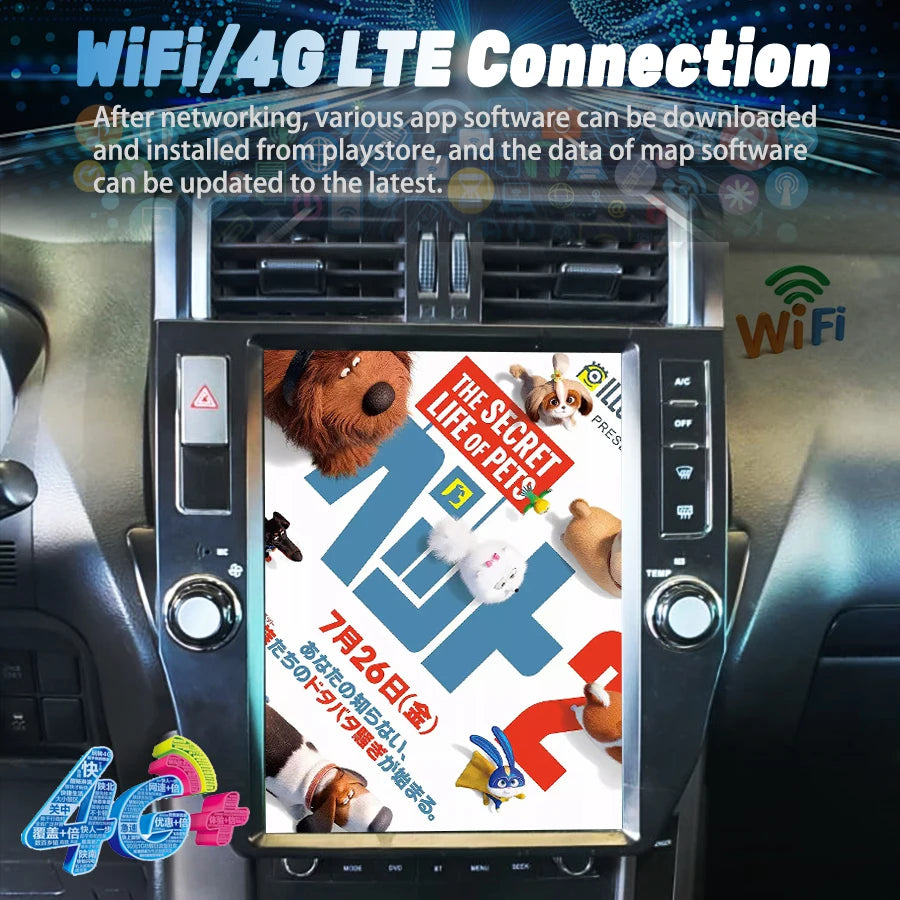 256GB ROM Screen Android 13 Multimedia Video Player For Toyota Land Cruiser Prado 150 2010