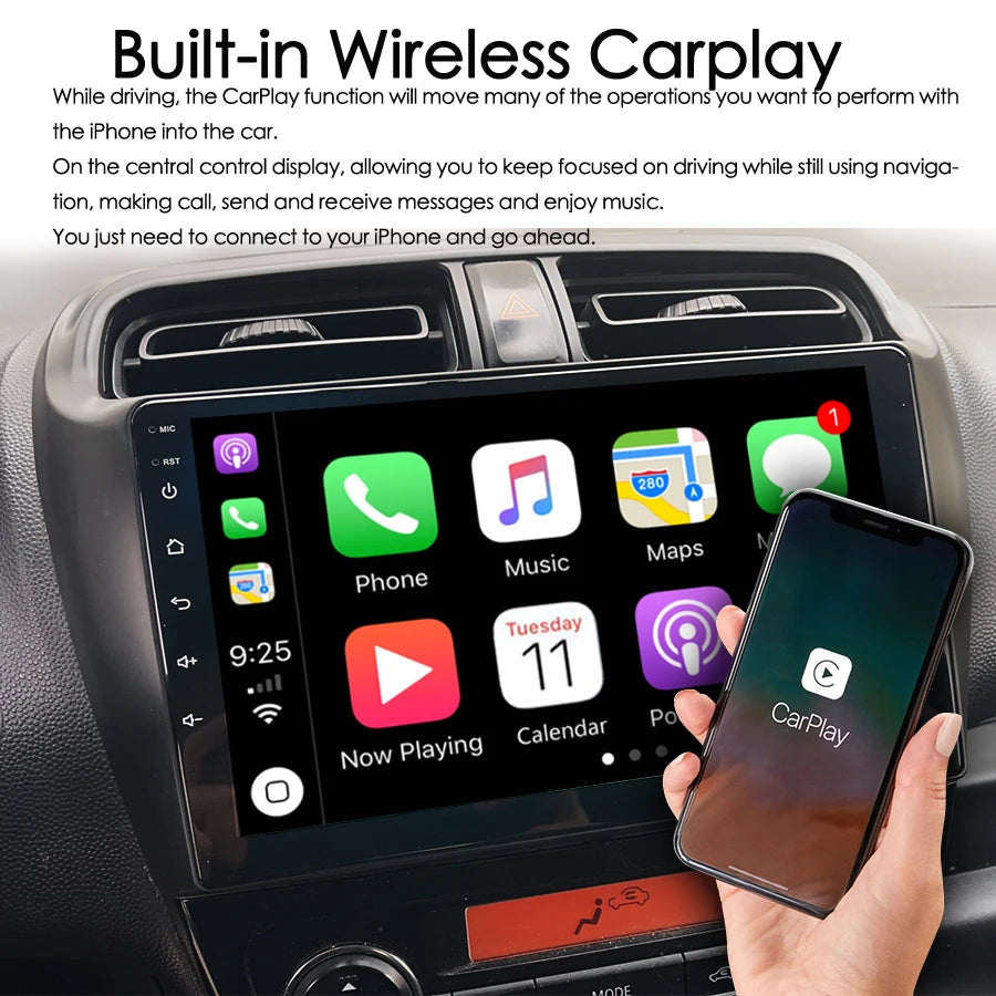 Android 14 Car Radio Player For Mitsubishi Mirage Attrage navigation 2012-2018 GPS DSP Car