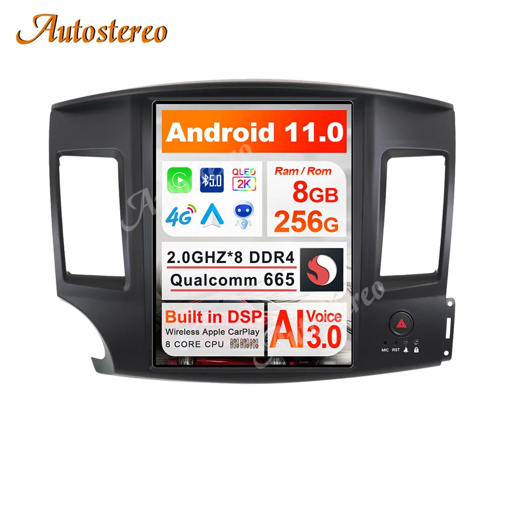 Android 13 Car GPS Navigation For Mitsubishi Lancer 2007-2017 Tesla Style Car Head Unit Mu