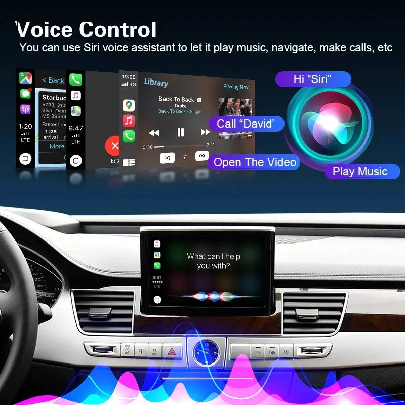 Wireless AI box CarPlay Android Auto Interface for Audi A8/A8L 2010-2017, Supports Mirror