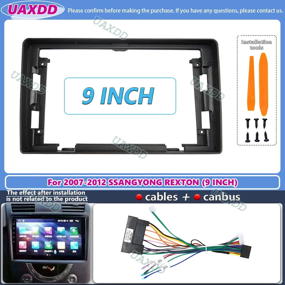 9 Inch Car Frame Fascia Adapter Android Screen Audio Dash Fitting Panel Kit For Ssangyong