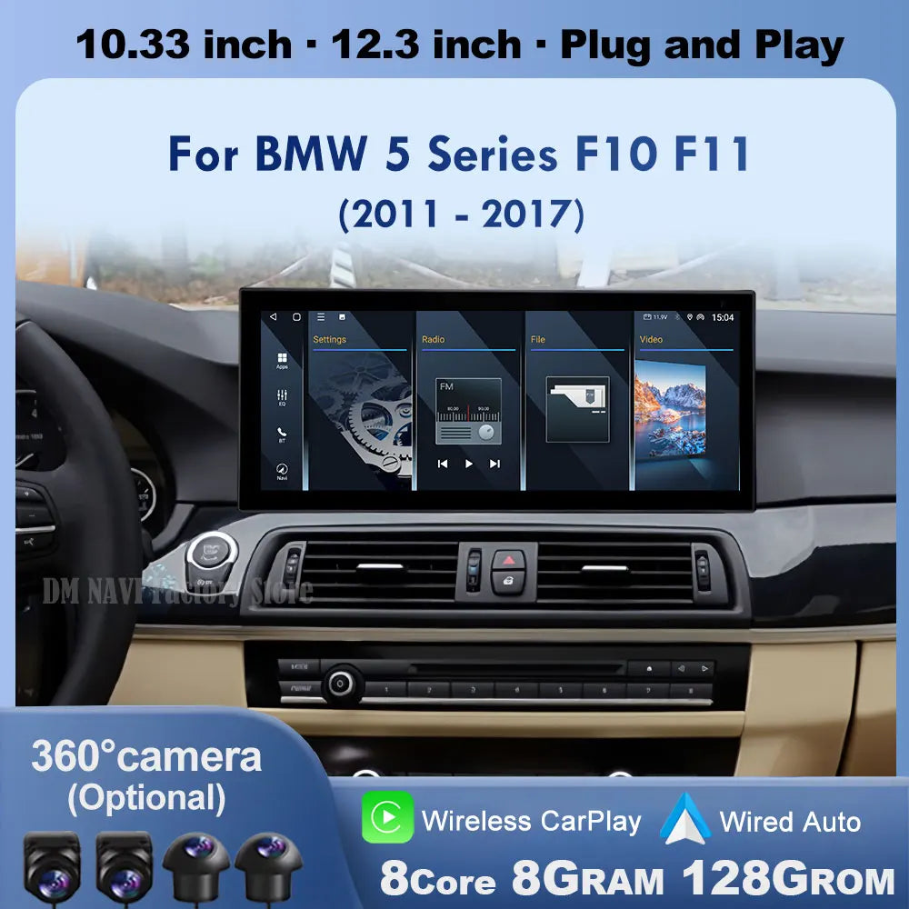 Android 14 Wireless CarPlay for BMW 5 Series F10 F11 2011-2017 CIC NBT Car Radio Multimedi