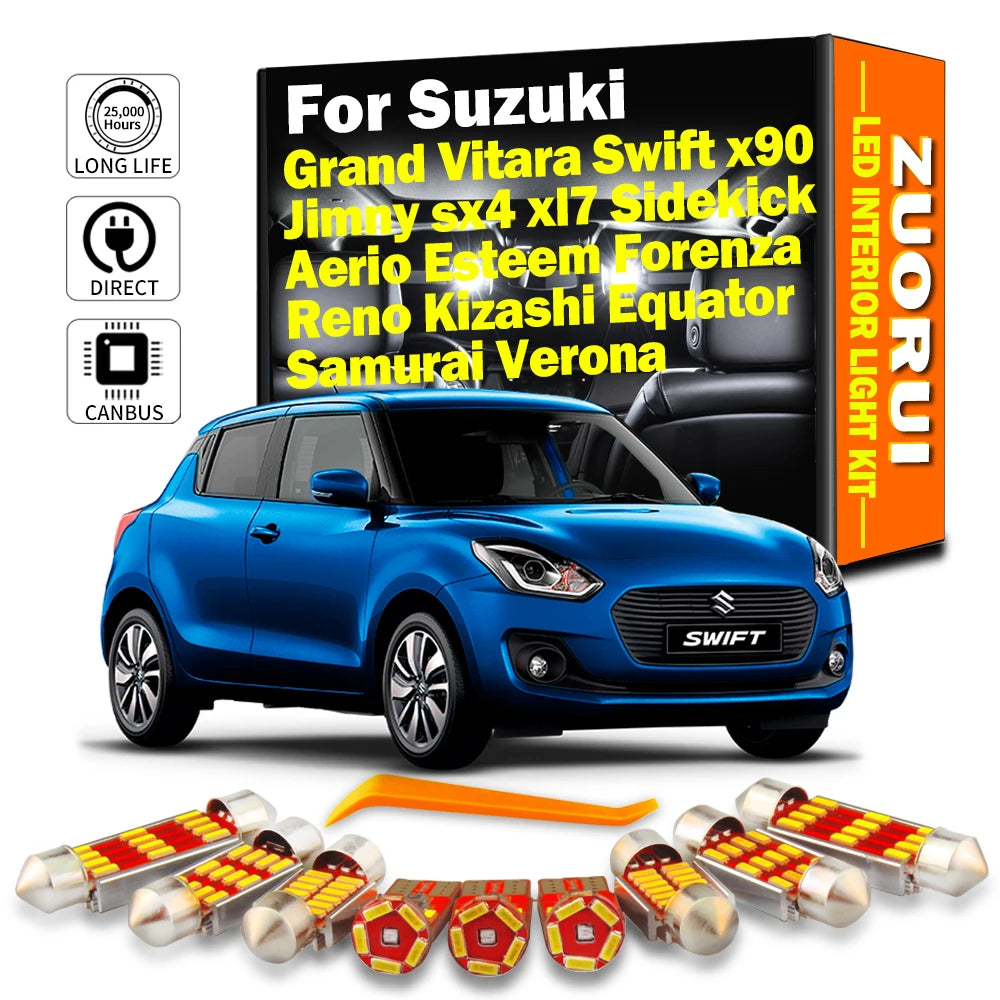 LED Interior Light Kit for Suzuki Grand Vitara Swift Jimny sx4 xl7 x90 Aerio Esteem Forenza Reno Kizashi Equator Vero...