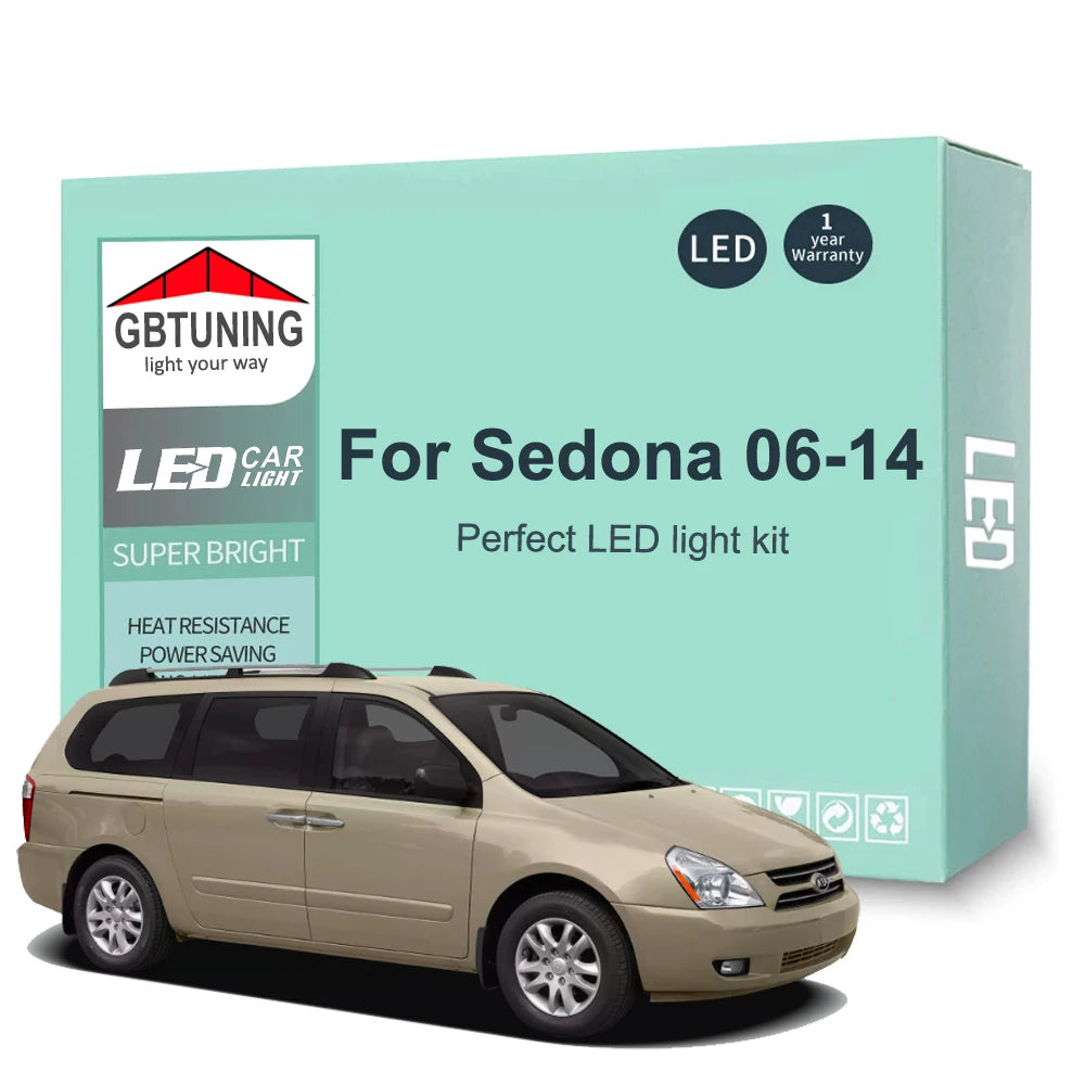 15-Piece LED Interior Light Kit for KIA Sedona Carnival 2006-2012 - Canbus Dome Map Door Trunk Bulbs | AUTOKITSHOP