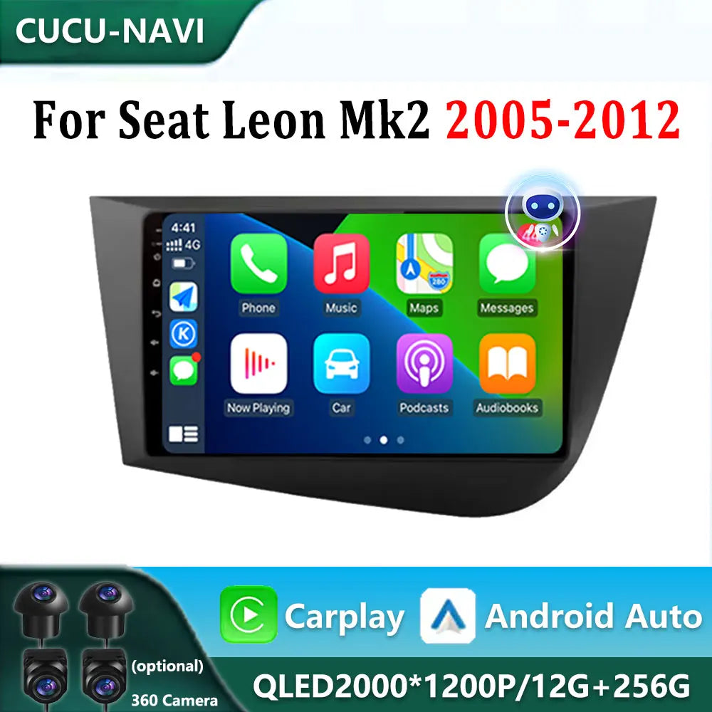 Car Radio For Seat Leon 2 MK2 2005 2006-2012 Android 16 Wireless Carplay Navigation Video  | AUTOKITSHOP