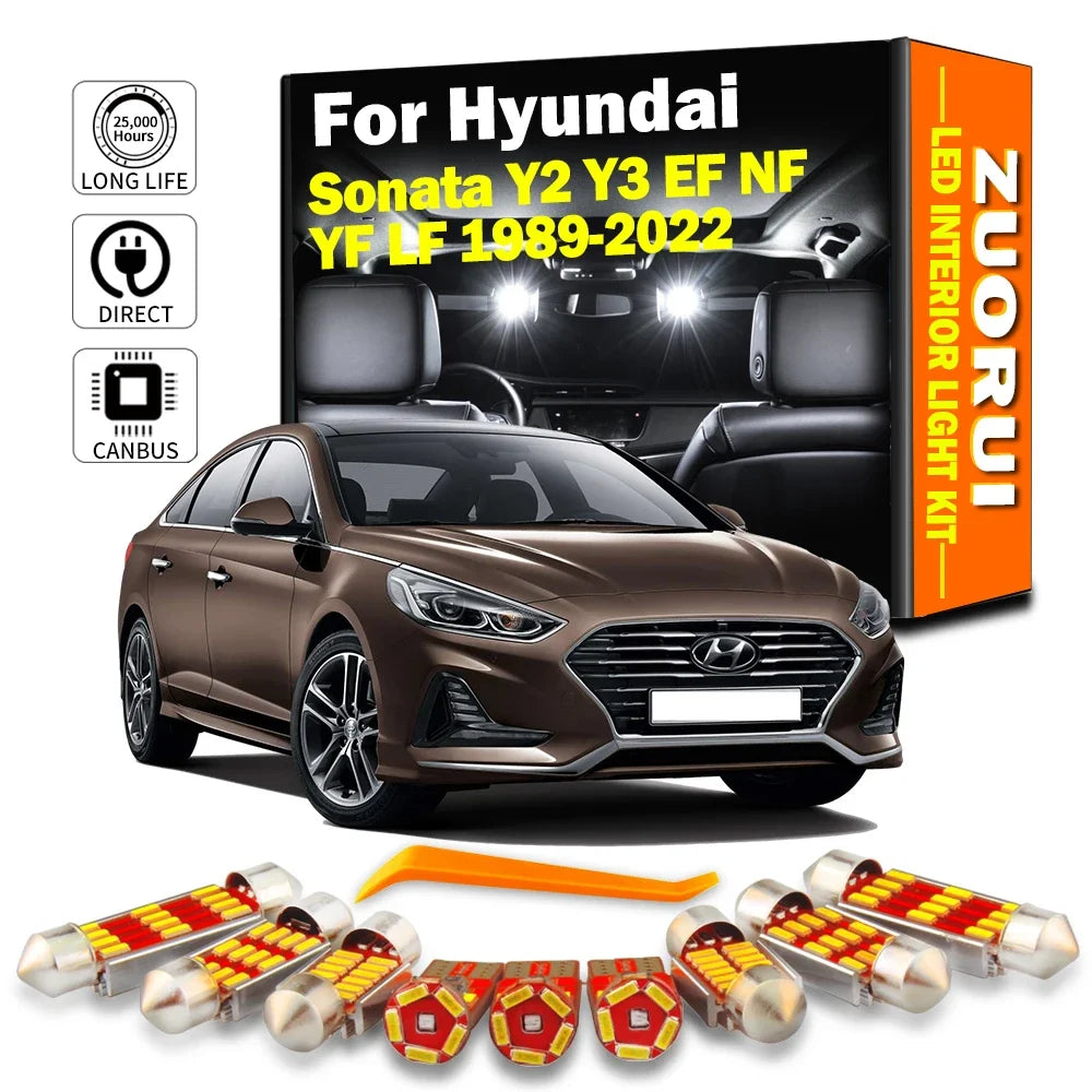 LED Interior Light Kit for Hyundai Sonata Y2 Y3 EF NF YF LF 1989- 2021 - Canbus Dome Map Door Trunk Bulbs | AUTOKITSHOP
