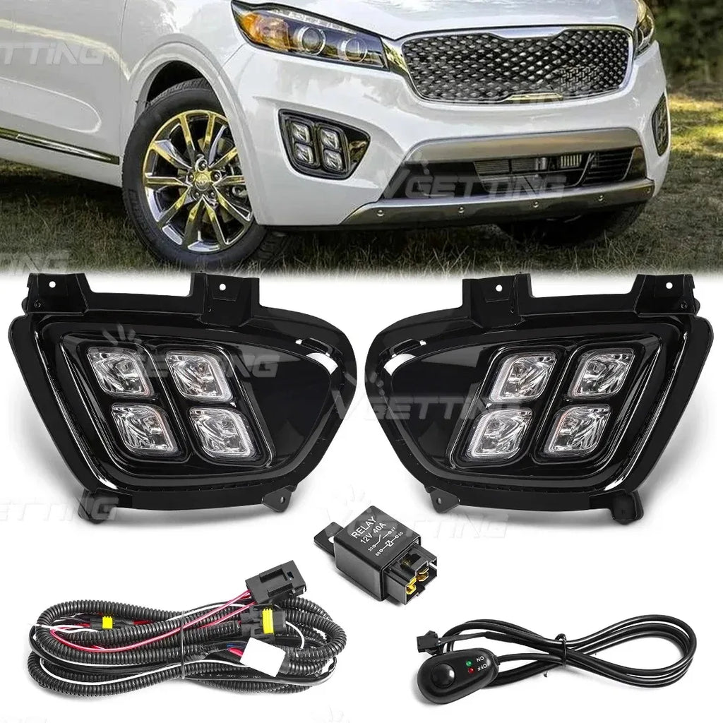 LED DRL For KIA Sorento 2015 2016 2017 2018 US ASIA Version Daytime Running Lights Fog Lam | AUTOKITSHOP