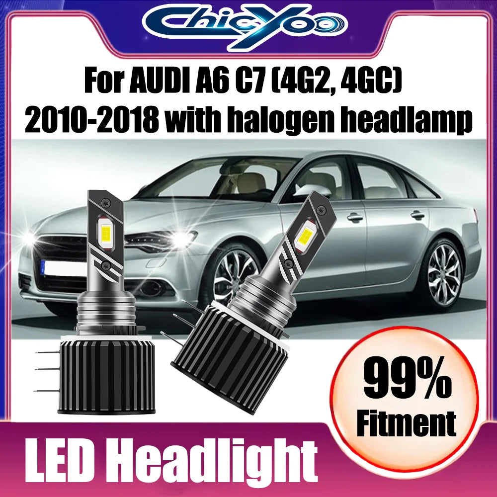 2X 40000LM 150W H15 LED Headlights High Beam/DRL Day Running Light 12V For AUDI A6 C7 (4G2