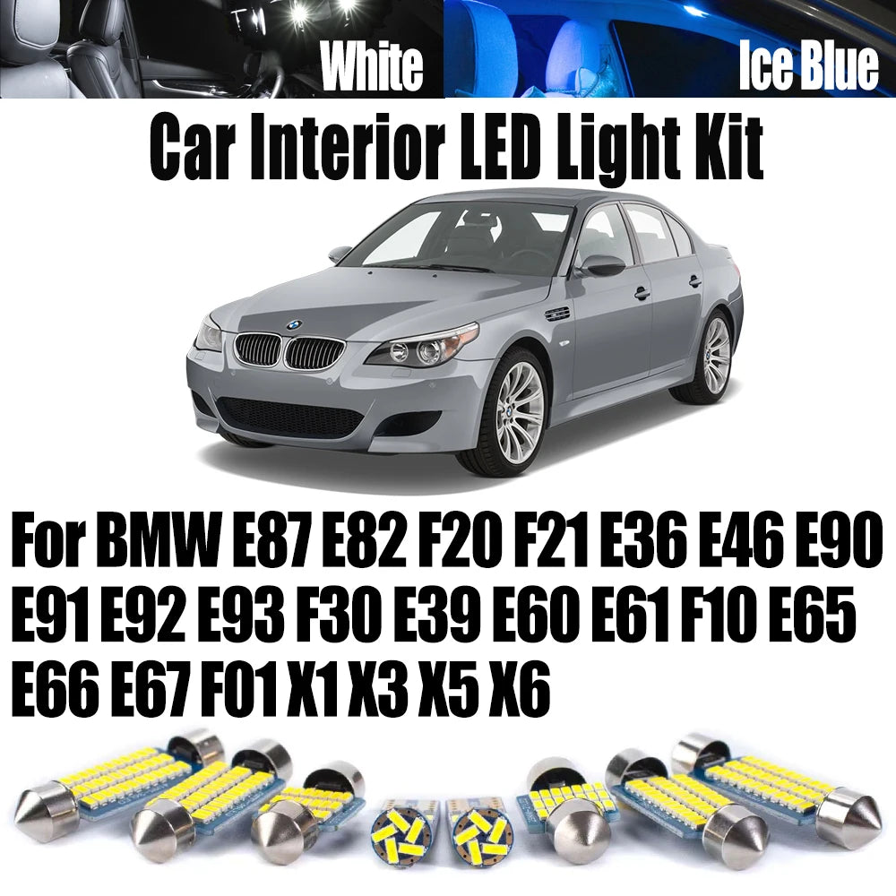 LED Interior Light Kit for BMW E87 E82 F20 F21 E36 E46 E90 E91 E92 E93 F30 E39 E60 E61 F10 E65 E66 E67 F01 X1 X3 X5 X...