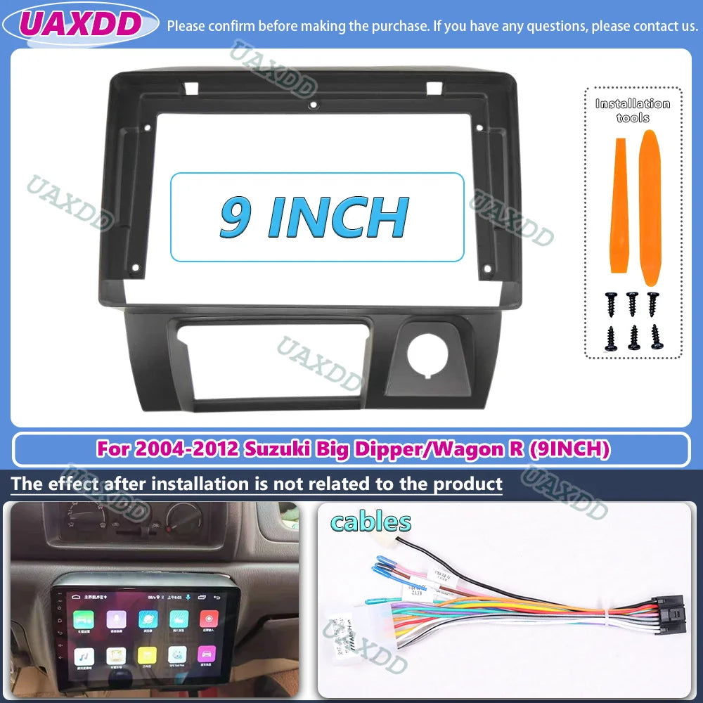 For 2004-2012 Suzuki Big Dipper Wagon R 9INCH 2 Din Car radio Android frame panel fascia c