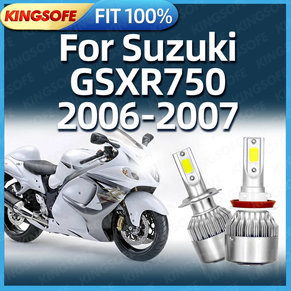 Motorcycle H7 H9 LED Headlight 10000LM High Low Beam Moto Front Bulbs 6000K White For Suzu