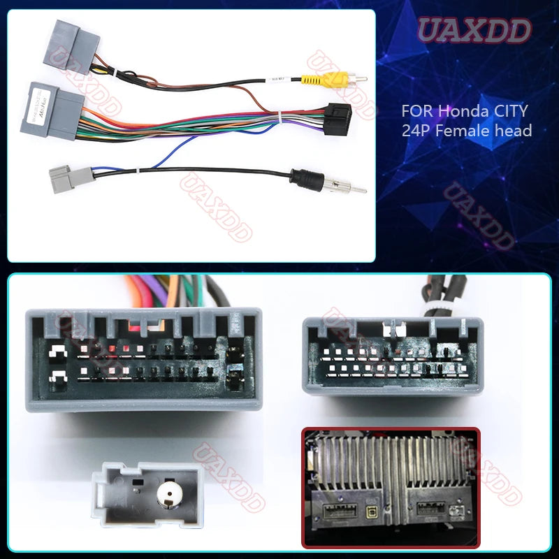 XP/XINPU/simple SoftCar Cables Adapter FOR Honda CITY 24P Female Head 16Pin Male Plug To F