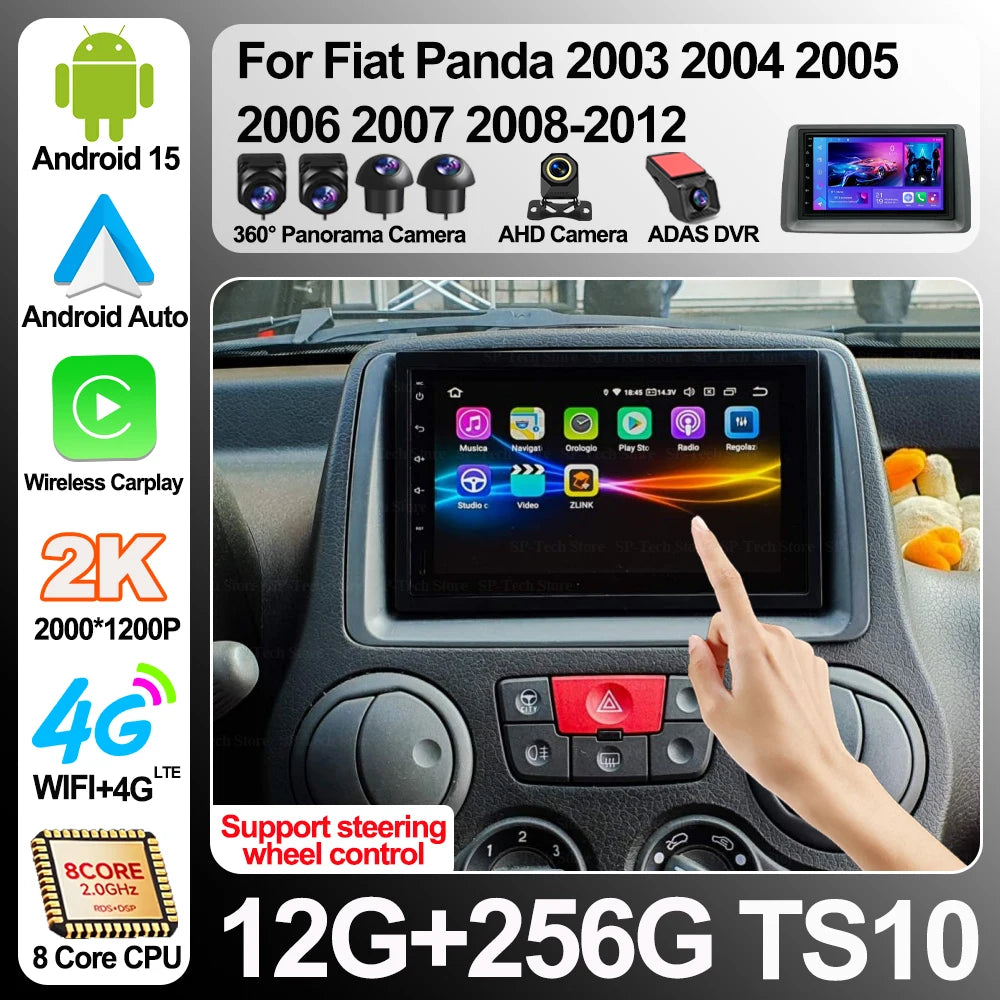Android 16 For Fiat Panda 2003 2004 2005 2006 2007 2008-2012 Wireless Carplay Car Radio Mu | AUTOKITSHOP