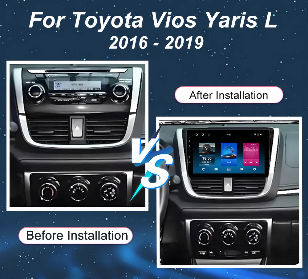 Carplay Android Auto Android 16 For Toyota Vios Yaris L 2016 - 2019 Car Radio Stereo GPS N