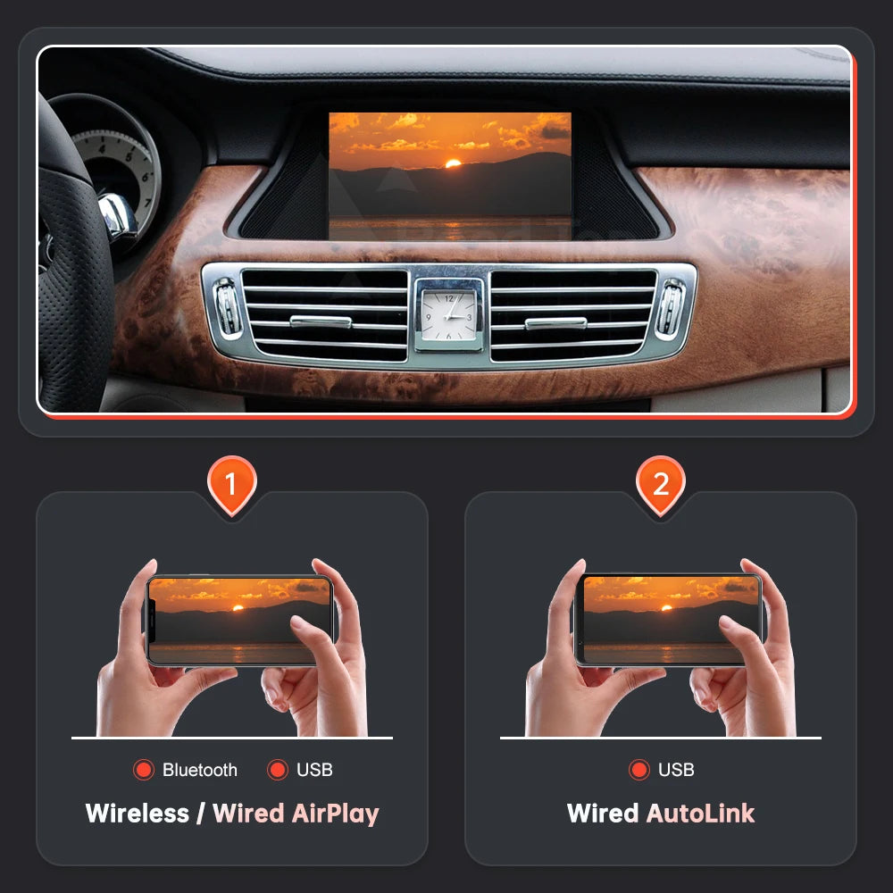 Road Top Wireless CarPlay Android Auto for Mercedes Benz CLS W218 2011-2015 with Mirror Li | AUTOKITSHOP