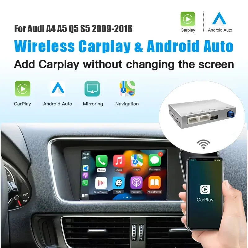 For Audi A4 B8 A5 Q5 S5 2009-2015 Wireless CarPlay Android Auto with mmi 3g with AirPlay R | AUTOKITSHOP
