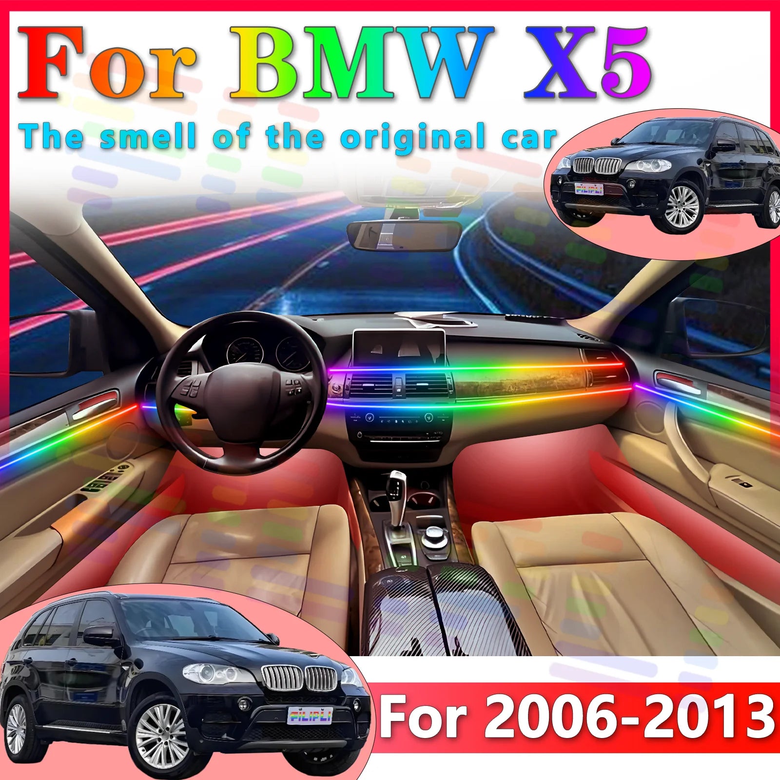RGB - Ambient Light - for BMW E70 X5 - App Control - Car Interior Lighting | AUTOKITSHOP