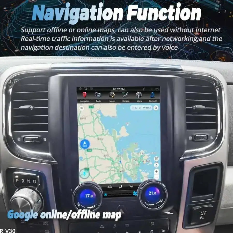 Video Player GPS Navi Head Unit Car Android Screen For Dodge RAM 1500 2011-2017 Vertical R