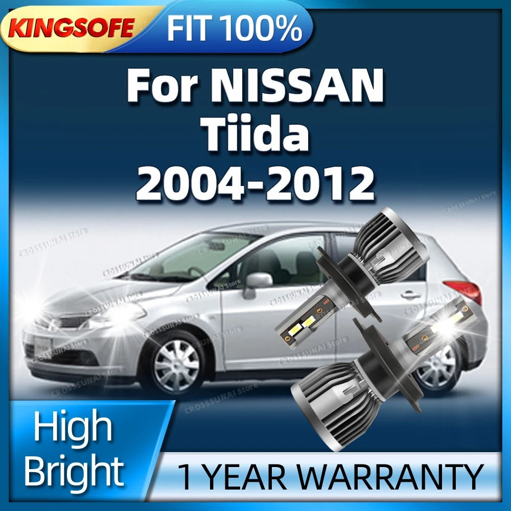 LED Headlight 30000LM H4 Auto Lamp For NISSAN Tiida 2004-2012 2006 2007 2008 2009 2010 201