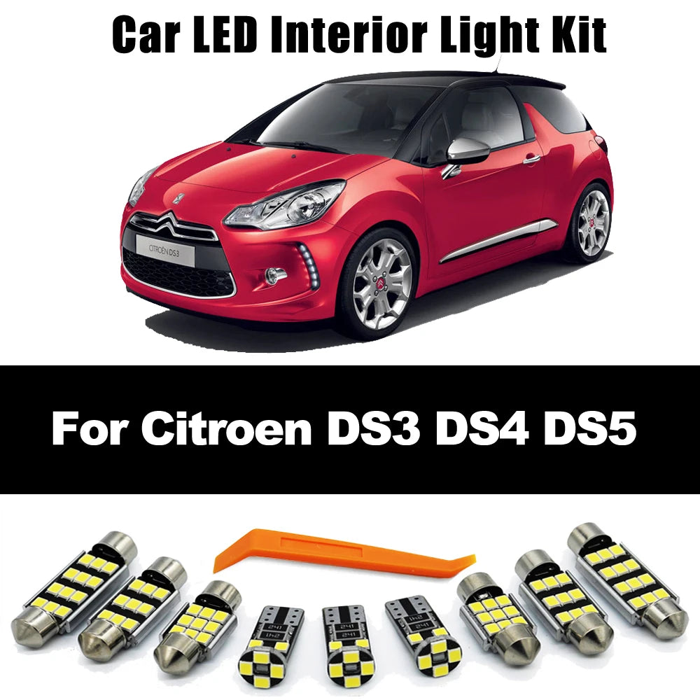 Car Accessories LED Bulb Interior Dome Map Reading Trunk Light Kit For Citroen DS3 DS4 DS5 2010- 2015 2016 2017 2018 2019 2020